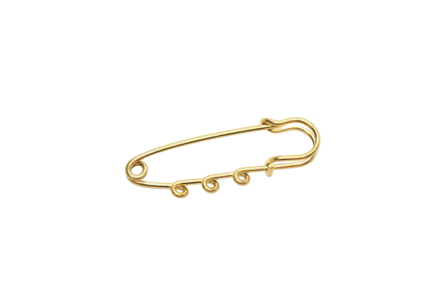 Gold Safety Pin Charm Holder with Loops, Stainless Steel Brooch Pin Finding, Multi Loop Jewelry Connector
