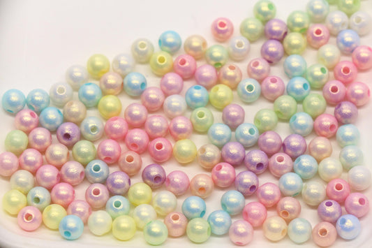 6mm Glow in the Dark Shimmer Round Beads, Mixed Luminous Beads for Bracelet Making, UV Reactive DIY Jewelry Supplies #4037