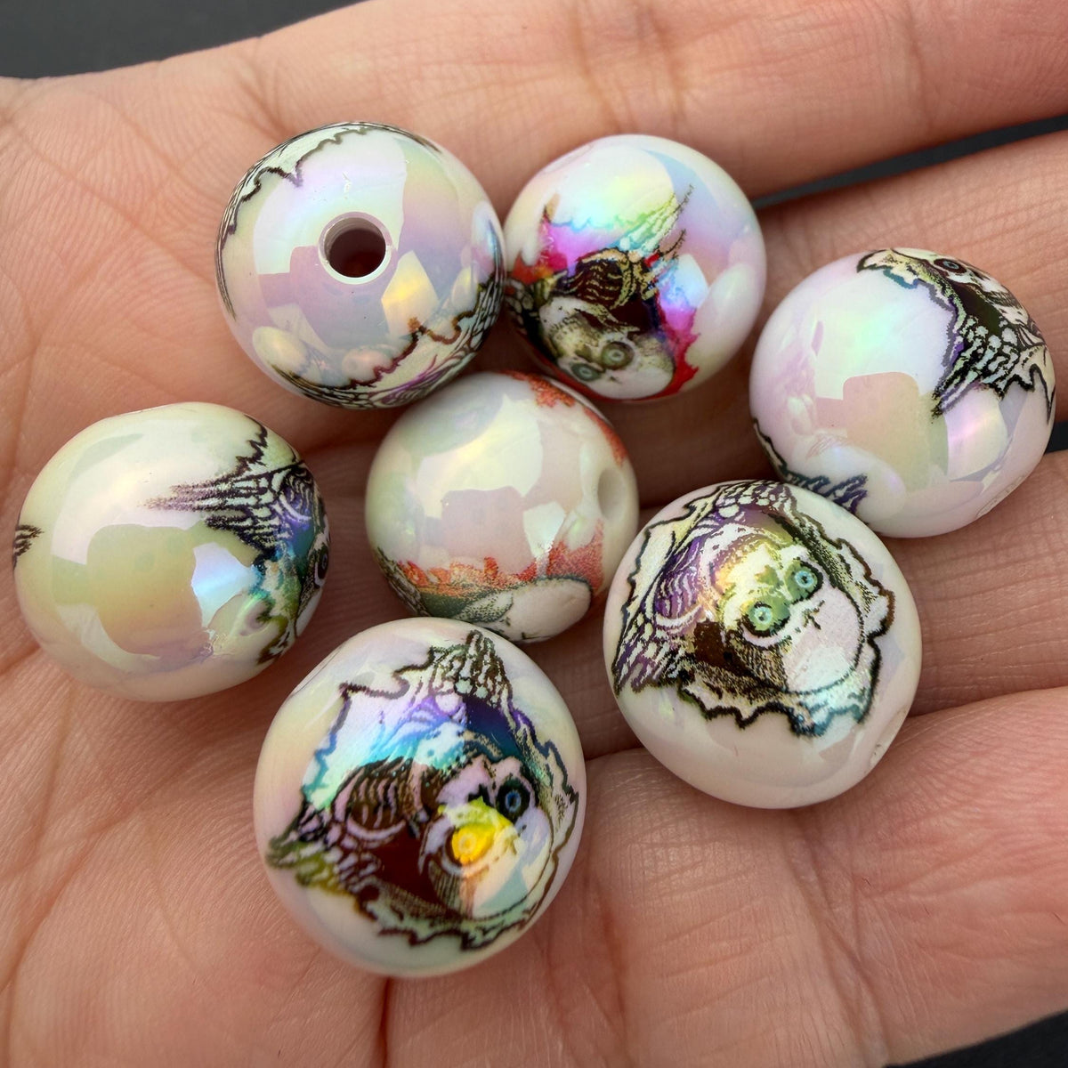 Zombie Beads, Iridescent Halloween Beads, Skeleton Beads for Jewelry Making #4043
