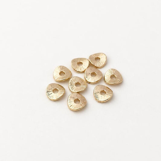 14K Gold Plated Spacer Beads, 8mm Textured Brass Disc Beads, PVD Gold Jewelry Making Beads