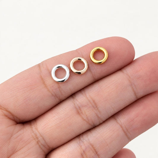 8mm Ring Spacer Beads, 14K 18K Gold & Silver PVD Brass Donut Beads, Metal Jewelry Spacers
