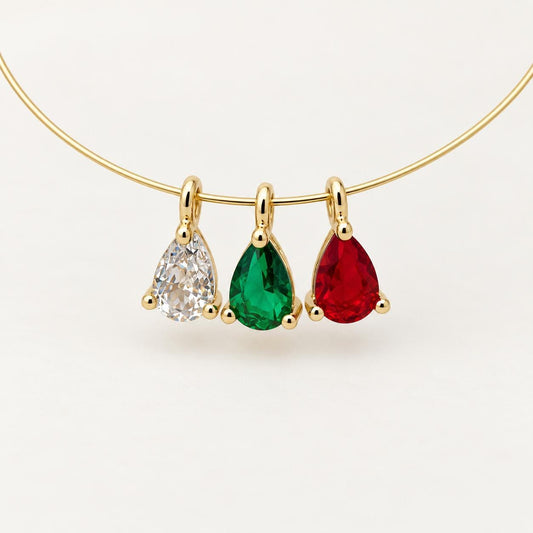 14K Gold Teardrop CZ Charms, Tiny Water Drop Pendants, 14K Gold PVD Brass Charms