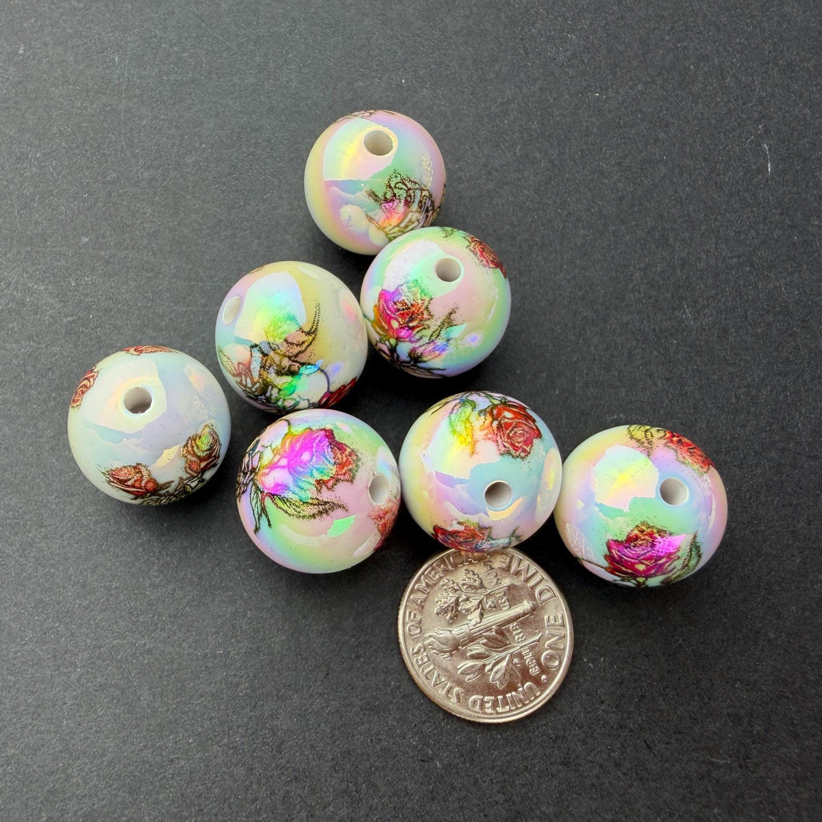 Floral Skull Beads, Rose Skull Acrylic Beads, Halloween Beads for Jewelry Making #4046