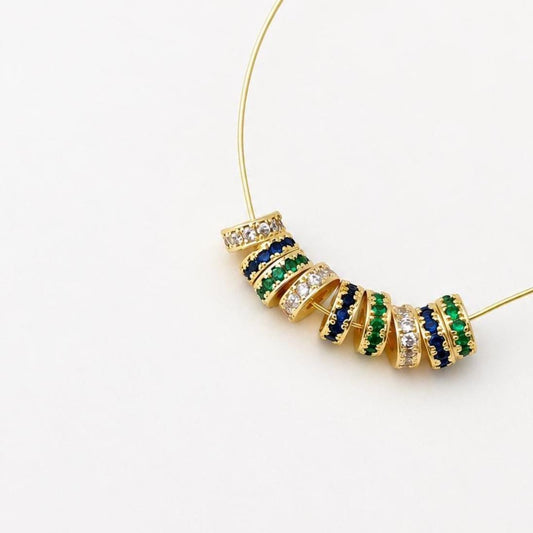 6mm Rondelle Spacer Beads, Gold Brass Spacers, Green Blue Clear Beads for Jewelry Making