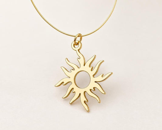 Gold Sun Pendant, Open Sunburst Pendant, Gold Plated Brass Celestial Sun Charm for Necklace & Jewelry Making