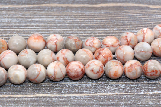 Natural Red Spot Stone Beads, Natural Gemstone Smooth Round Beads, Sizes 4mm 6mm 8mm 10mm 12mm, Full Strand 15.5 inch, #71