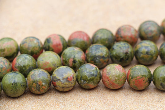 Unakite Beads, Natural Gemstone Round Beads, Sizes 4mm 6mm 8mm 10mm 12mm, Full Strand Stone Beads 15.5" #17