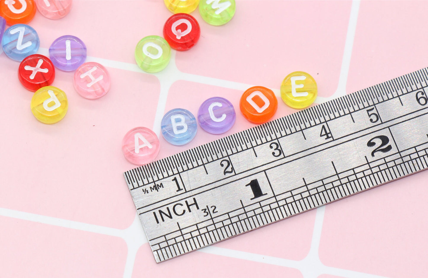 Translucent Multicolor Alphabet Letter Beads, Mixed Acrylic Letter Beads, Round Acrylic Beads, ABC Letter Beads, Plastic Name Beads, 7mm #27