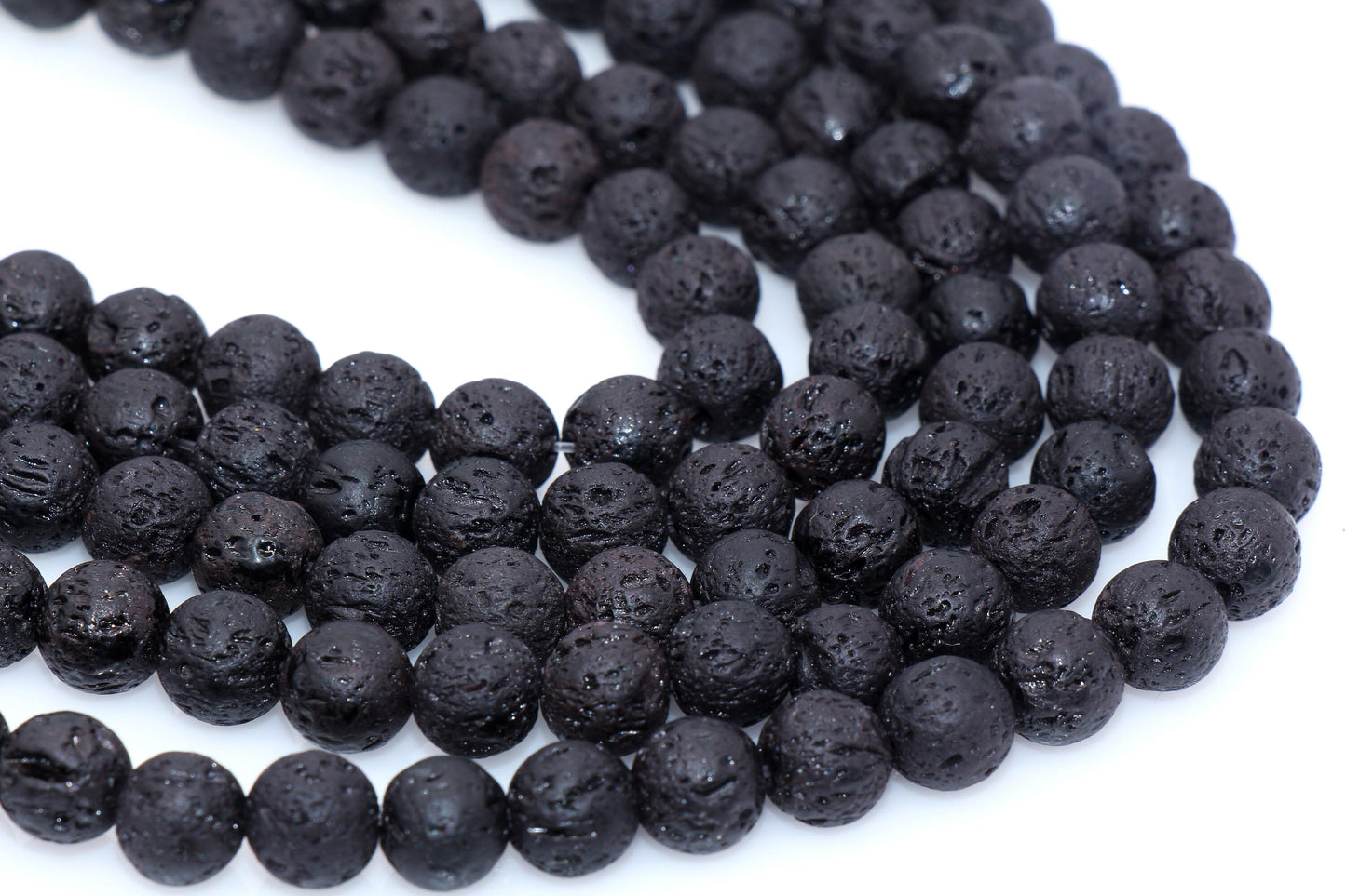 Natural Lava Beads, Black Volcanic Rock Beads, Round Gemstone Beads, Sizes 4mm, 6mm 8mm, Full Strand 15.5 #68