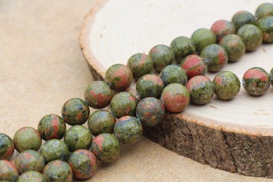 Unakite Beads, Natural Gemstone Round Beads, Sizes 4mm 6mm 8mm 10mm 12mm, Full Strand Stone Beads 15.5" #17