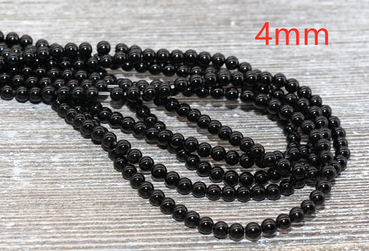Black Agate Beads, Natural Gemstone Round Beads, Sizes 4mm 6mm 8mm 10mm 12mm, Full Strand 15.5 inch #22