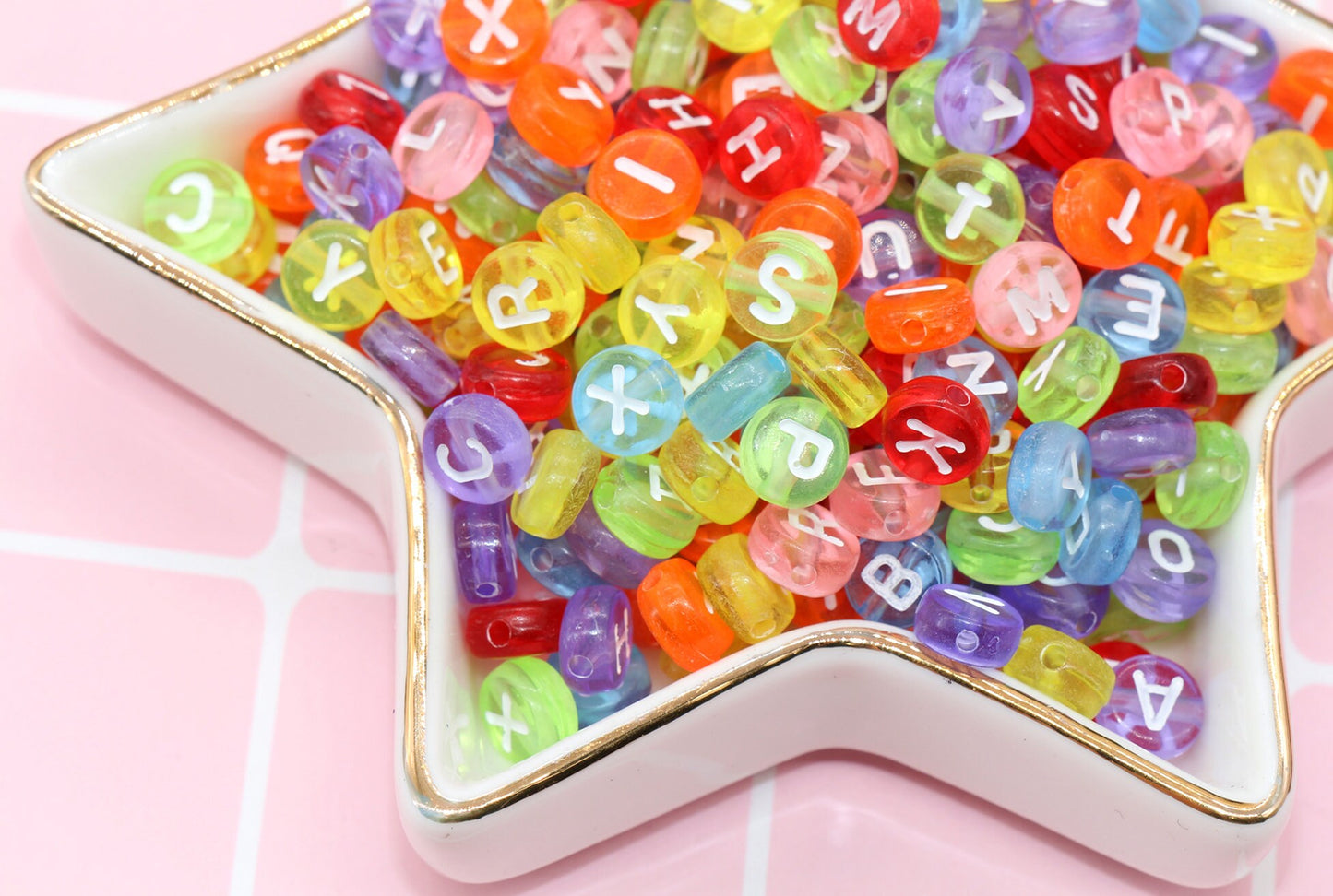 Translucent Multicolor Alphabet Letter Beads, Mixed Acrylic Letter Beads, Round Acrylic Beads, ABC Letter Beads, Plastic Name Beads, 7mm #27