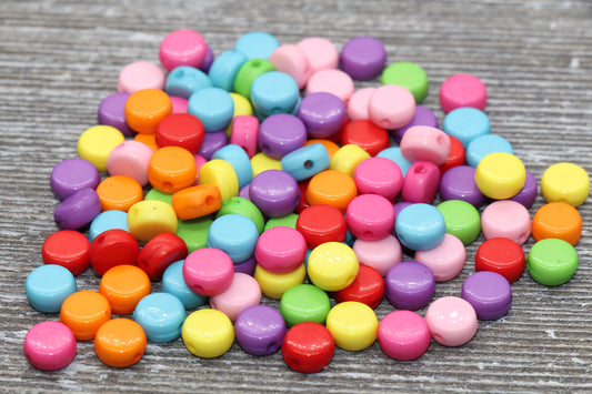 Multicolor Round Beads, Acrylic Round Beads, Acrylic Spacer Beads, Rainbow Round Beads, Acrylic Blank Round Beads, Size 7mm #119