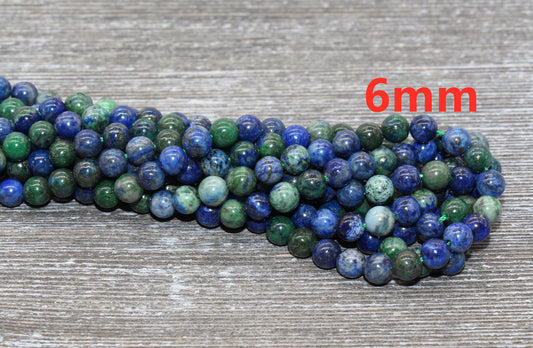 Azurite Malachite Chrysocolla Beads, Lapis Lazuli Beads, Gemstones Round Beads, Sizes 4mm 6mm 8mm 10mm,12mm, Full Strand 15.5 inch, #63