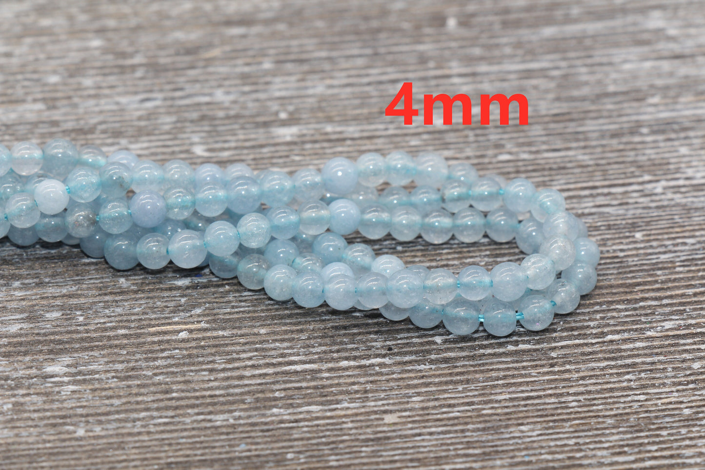 Aquamarine Beads, Natural Gemstone Smooth Round Beads, Sizes 4mm 6mm 8mm 10mm 12mm, Full Strand 15.5 inch, #4