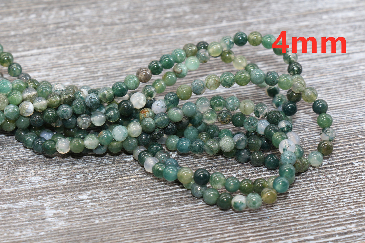 Moss Agate Beads, Natural Gemstone Round Loos Beads, Sizes 4mm 6mm 8mm 10mm 12mm, Full Strand 15.5 inch, #6