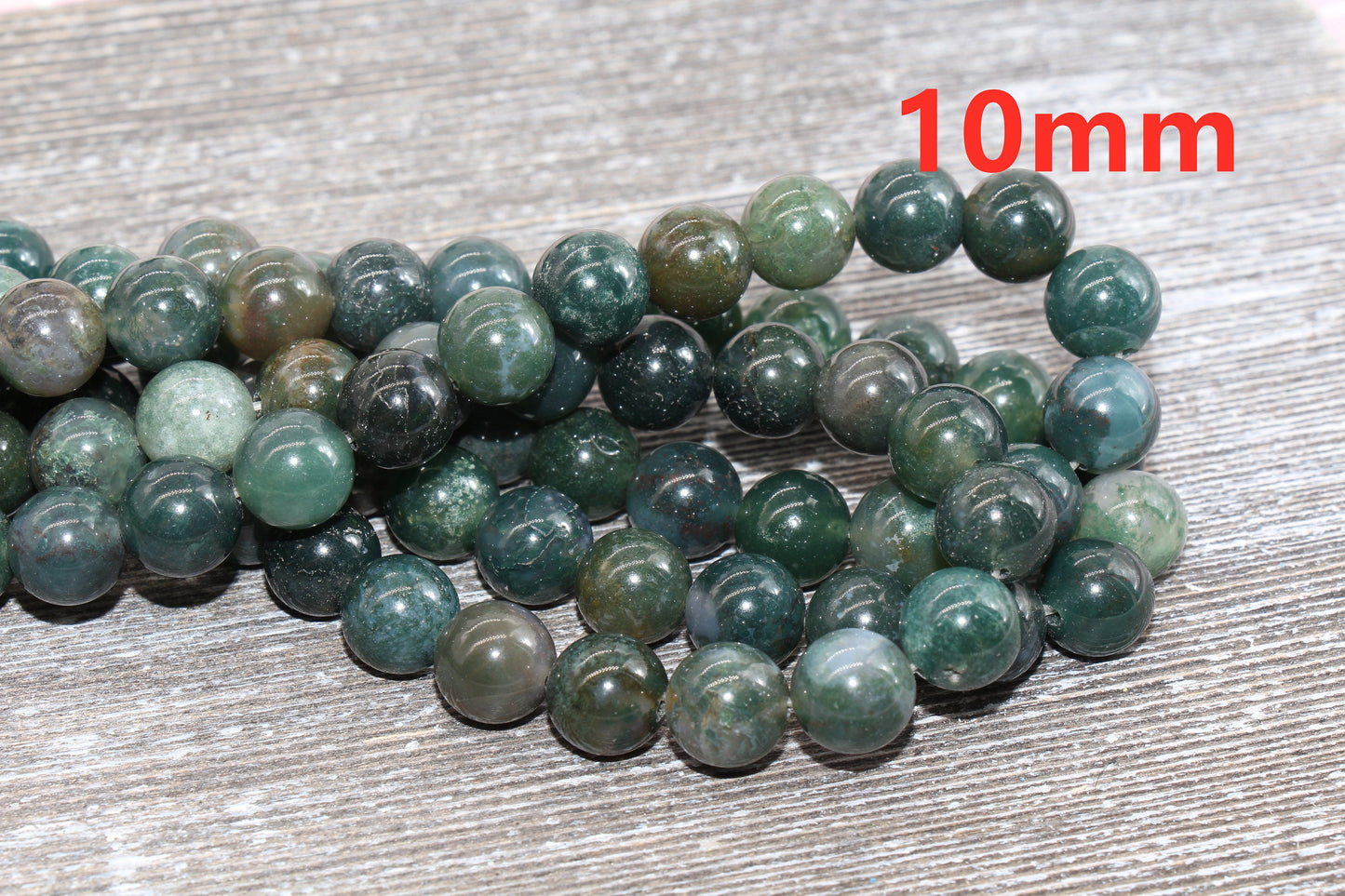 Moss Agate Beads, Natural Gemstone Round Loos Beads, Sizes 4mm 6mm 8mm 10mm 12mm, Full Strand 15.5 inch, #6