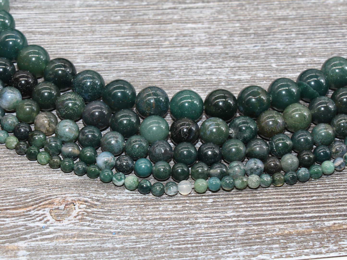 Moss Agate Beads, Natural Gemstone Round Loos Beads, Sizes 4mm 6mm 8mm 10mm 12mm, Full Strand 15.5 inch, #6
