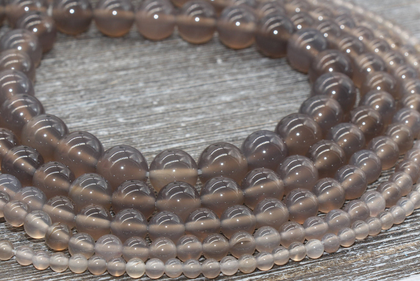 Gray Agate Beads, Natural Gemstone Round Loose Beads, Full Strand 15.5 inch, Size 4mm 6mm 8mm 10mm 12mm #8