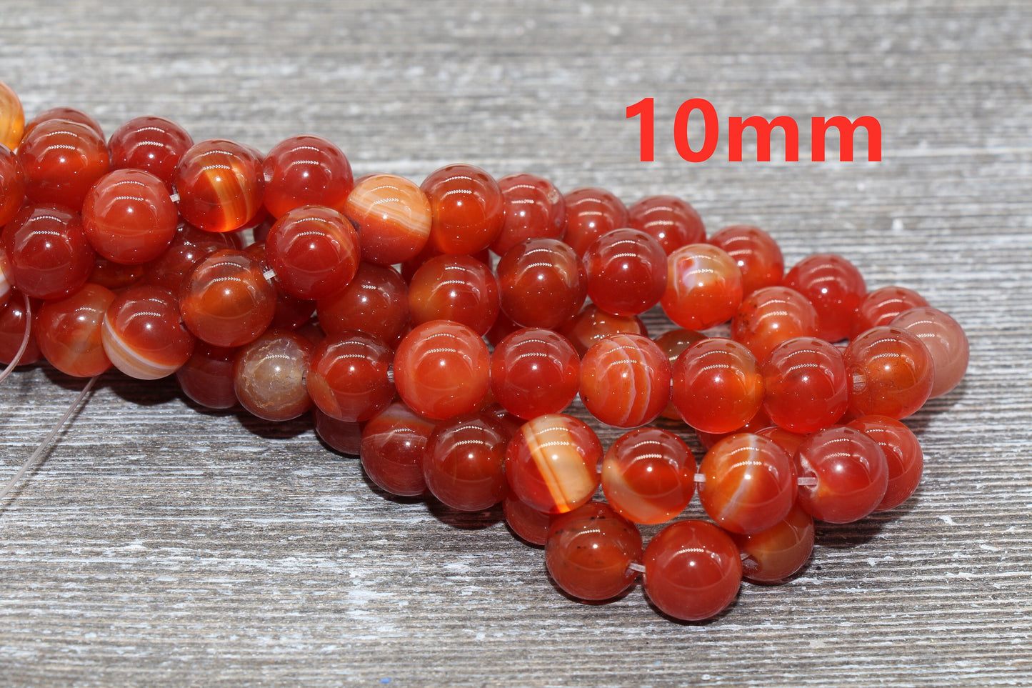 Red Stripe Agate Beads, Natural Gemstone Smooth Round Beads, Sizes 4mm 6mm 8mm 10mm 12mm, Full Strand 15.5 inch, #34
