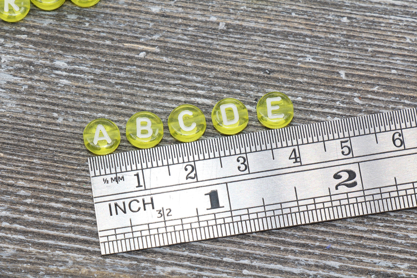 Yellow Alphabet Letter Beads, Translucent Acrylic Yellow Letters Beads, Round Acrylic Beads, Mix Letters Beads, Name Beads 7mm #126