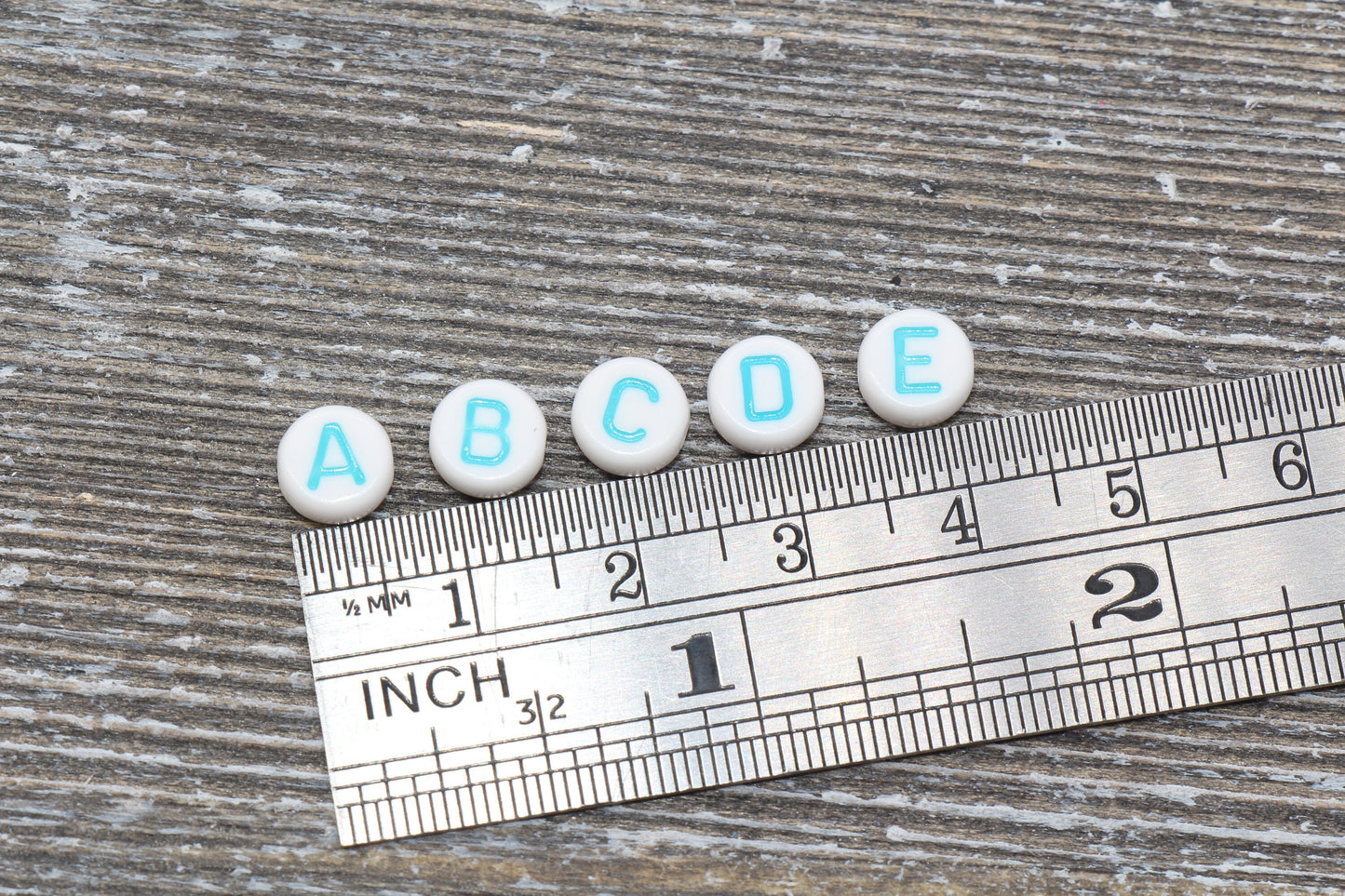 Blue Alphabet Letter Beads, Acrylic Blue and White Letters Beads, Round Acrylic Beads, Mix Letter Beads, Name Beads 7mm #129