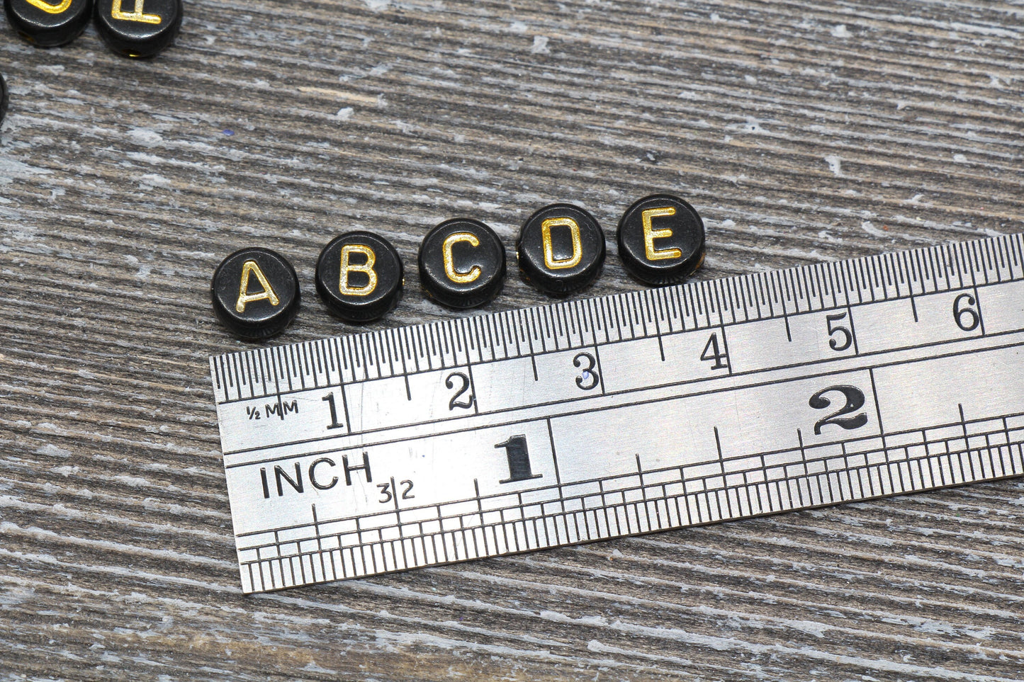 Gold Alphabet Letter Beads, Acrylic Black and Gold Letters Beads, Round Acrylic Beads, Mix Letter Beads, Name Beads, 7mm #134