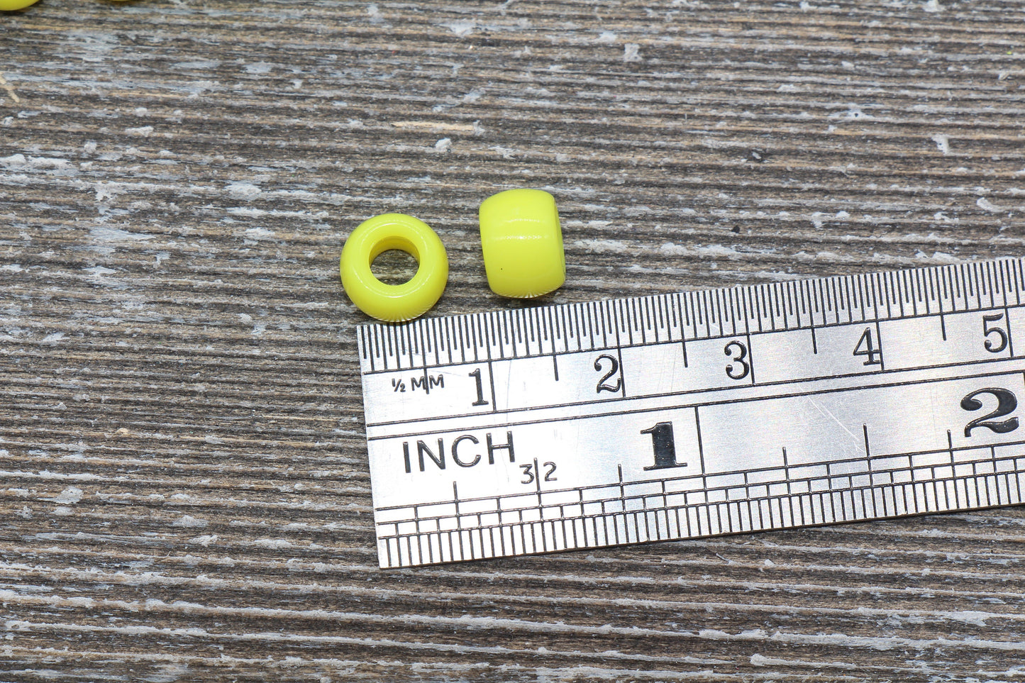 Neon Yellow Beads, Acrylic Smooth Yellow Loose Beads, Plastic Bubblegum Beads, Chunky Beads, Spacer Beads #255