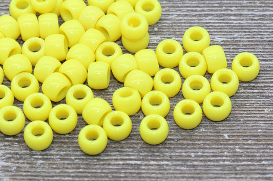 Neon Yellow Beads, Acrylic Smooth Yellow Loose Beads, Plastic Bubblegum Beads, Chunky Beads, Spacer Beads #255