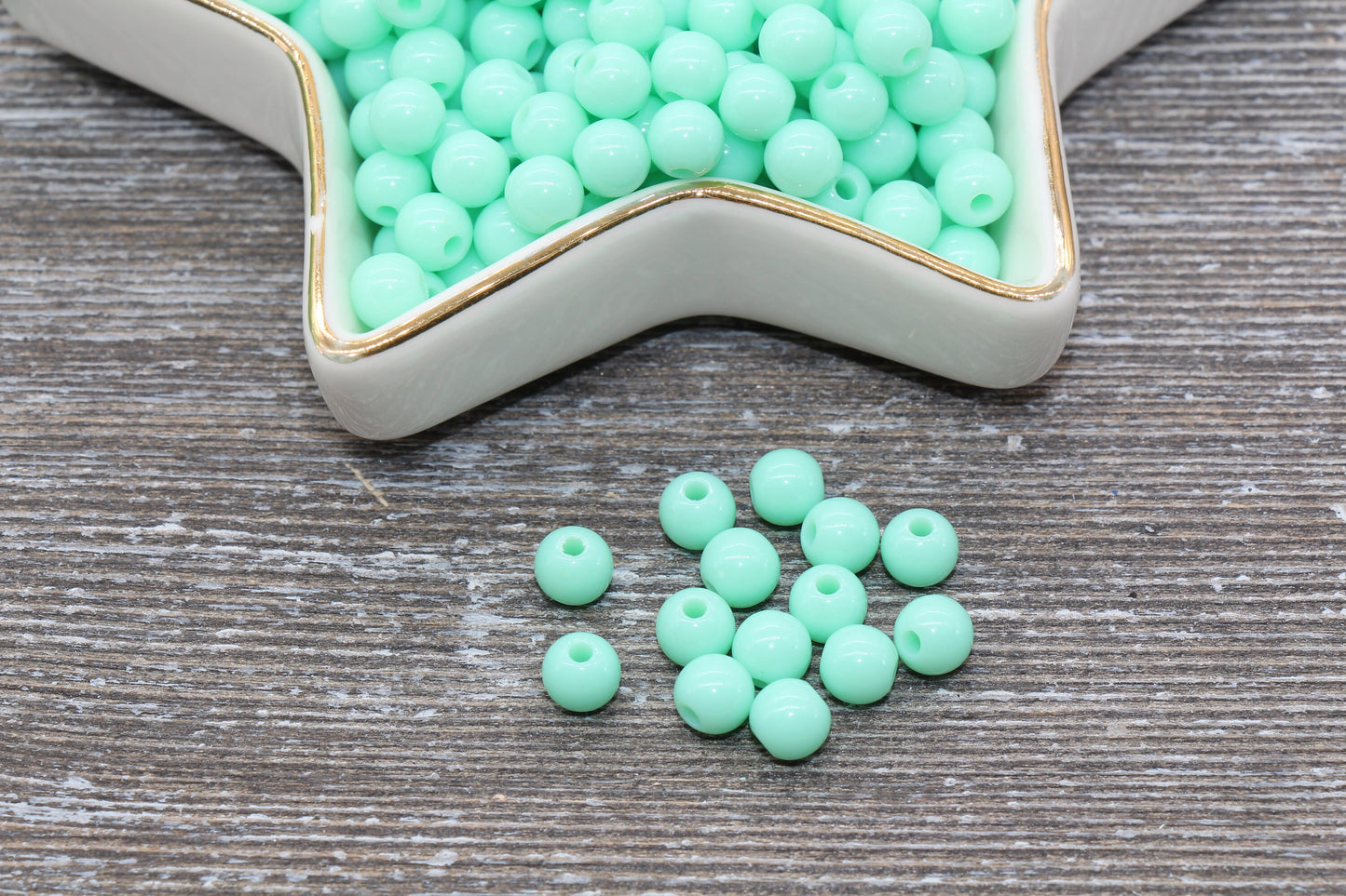 6mm Mint Gumball Beads, Round Acrylic Mint Loose Beads, Bubblegum Beads, Chunky Beads, Bubble Gum Beads, Smooth Plastic Round Beads #266