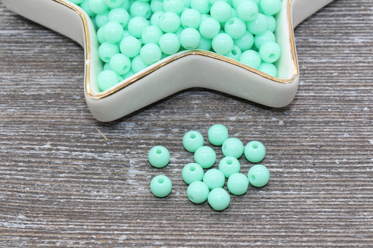 6mm Mint Gumball Beads, Round Acrylic Mint Loose Beads, Bubblegum Beads, Chunky Beads, Bubble Gum Beads, Smooth Plastic Round Beads #266
