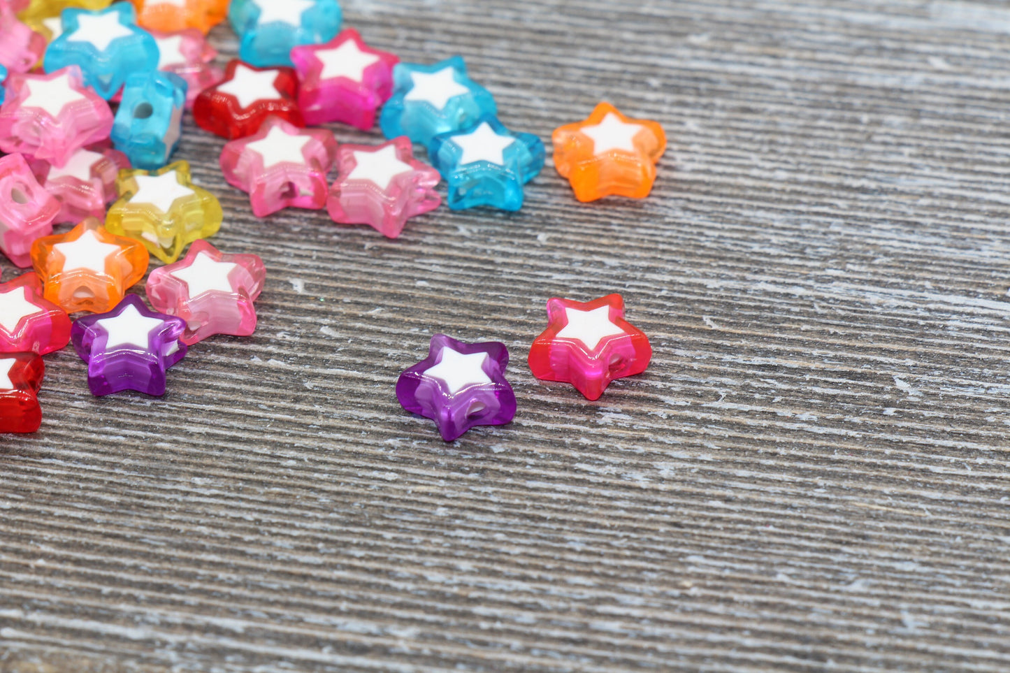 Multicolored Star Beads, Acrylic Star Beads, Plastic Colorful Star Beads, Flat Back Beads, Resin Star Beads #297