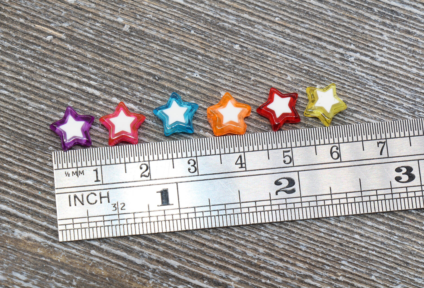 Multicolored Star Beads, Acrylic Star Beads, Plastic Colorful Star Beads, Flat Back Beads, Resin Star Beads #297