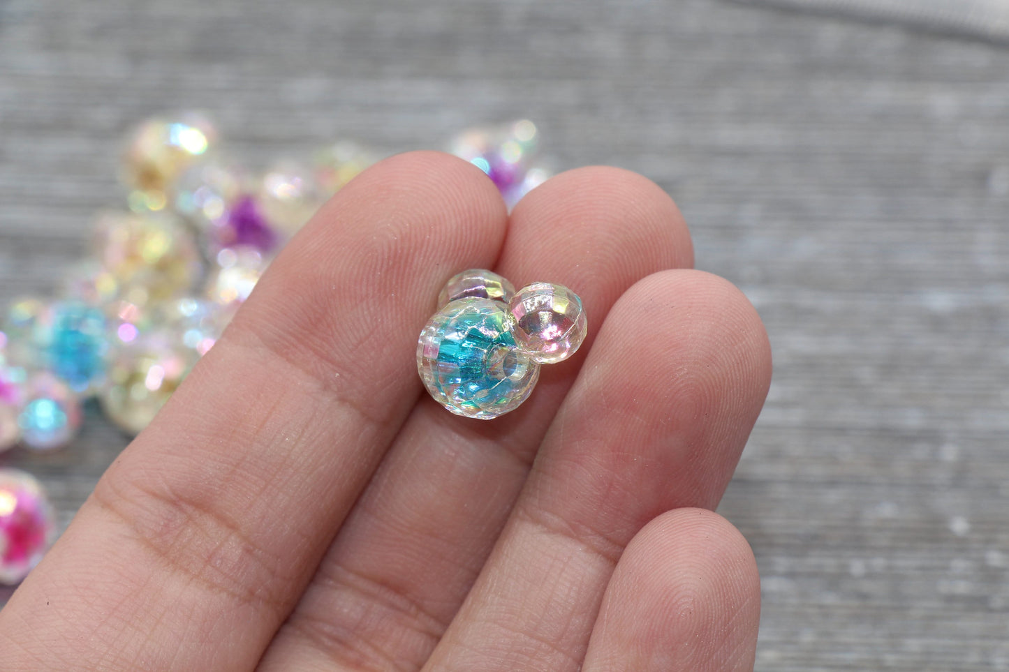 Mouse Ear Beads, Iridescent AB Mouse Beads, Acrylic Mouse Beads, Mixed Color Mouse Beads, #305