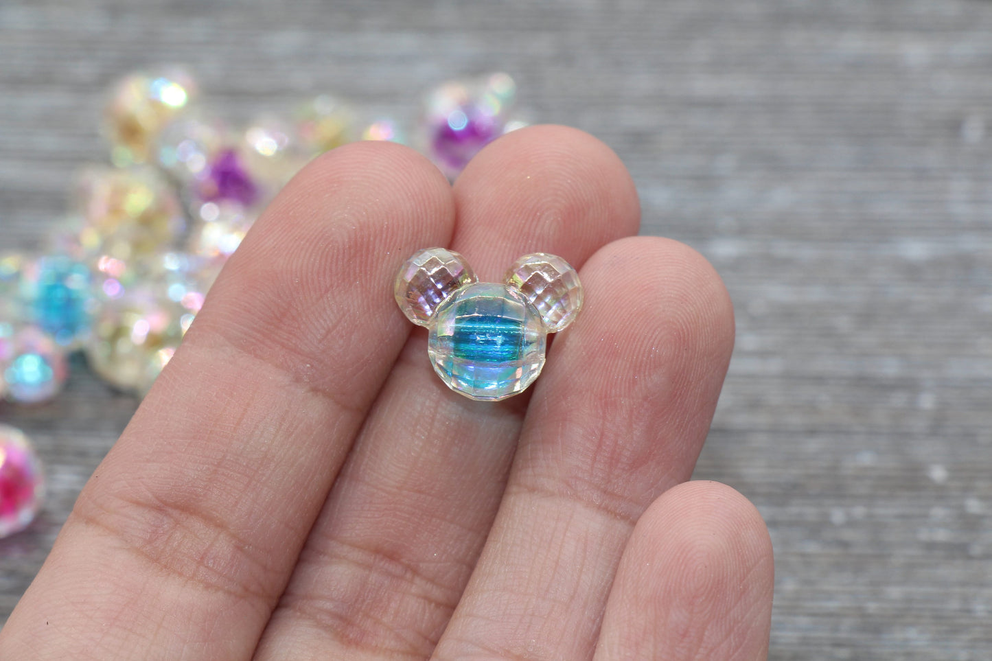 Mouse Ear Beads, Iridescent AB Mouse Beads, Acrylic Mouse Beads, Mixed Color Mouse Beads, #305