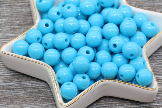 10mm Blue Gumball Beads, Round Acrylic Loose Beads, Bubblegum Beads, Chunky Beads, Gumball Beads, Smooth Plastic Round Beads #321