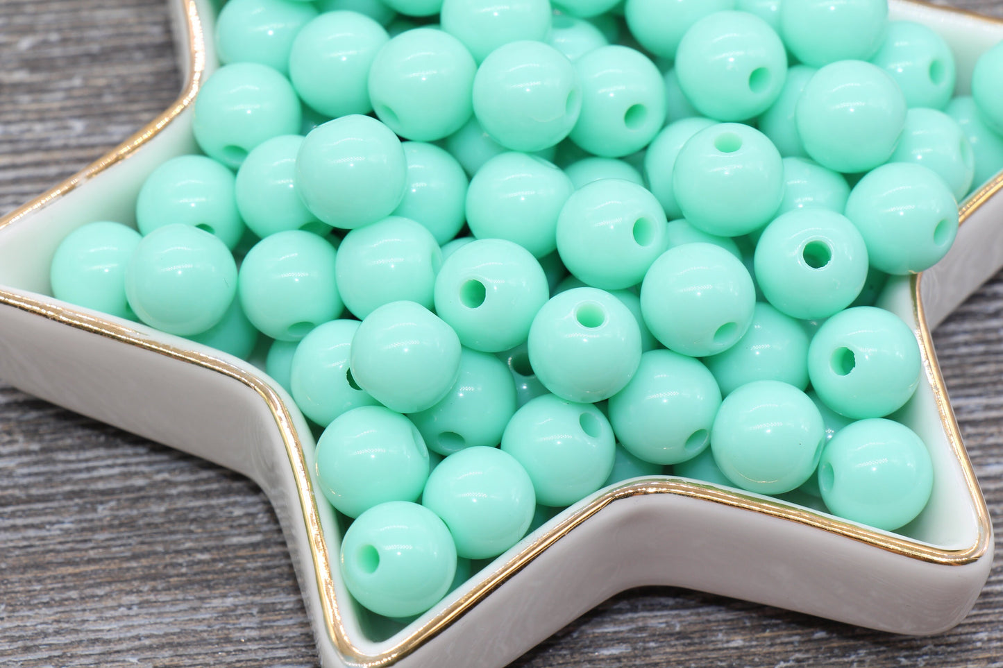 10mm Mint Gumball Beads, Round Acrylic Loose Beads, Bubblegum Beads, Chunky Beads, Gumball Beads, Smooth Plastic Round Beads #323