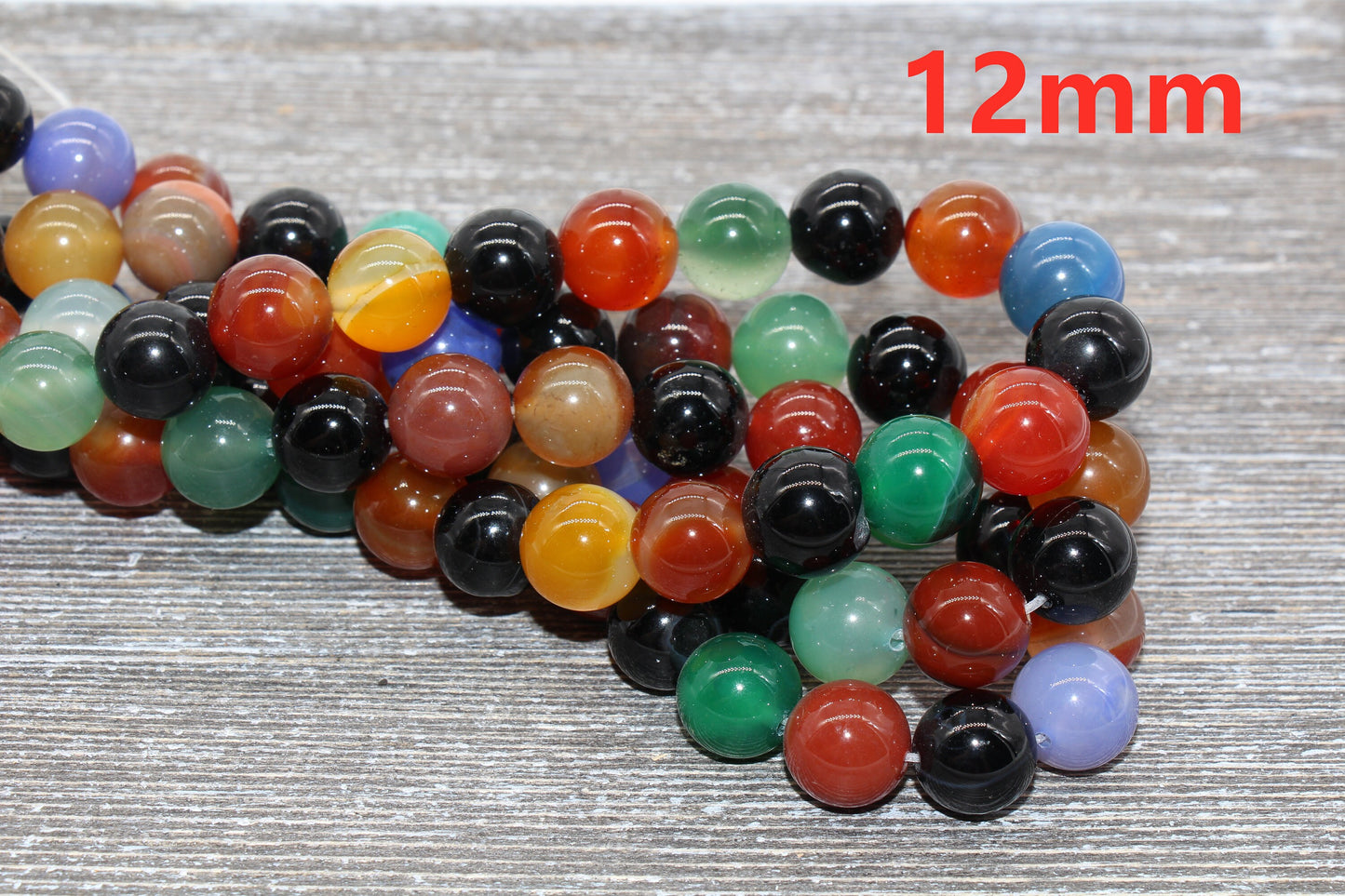 Rainbow Agate Beads, Mixed Agate Beads, Multi Agate Beads, Smooth Gemstones Round Beads, Sizes 4mm 6mm 8mm 10mm,12mm, Full Strand 15.5" #45