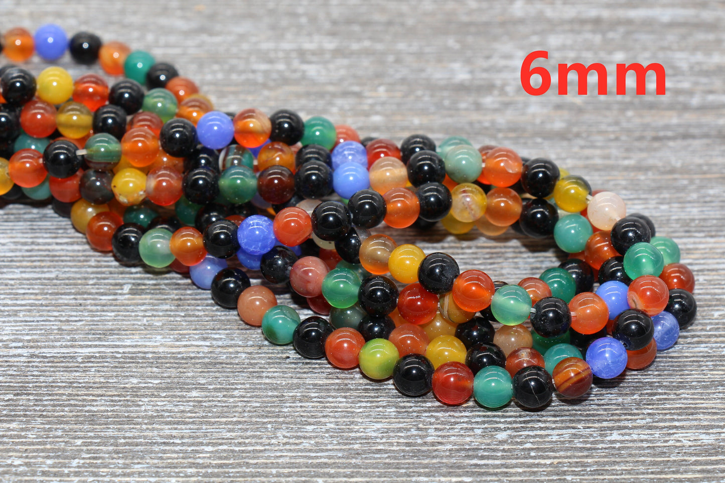 Rainbow Agate Beads, Mixed Agate Beads, Multi Agate Beads, Smooth Gemstones Round Beads, Sizes 4mm 6mm 8mm 10mm,12mm, Full Strand 15.5" #45