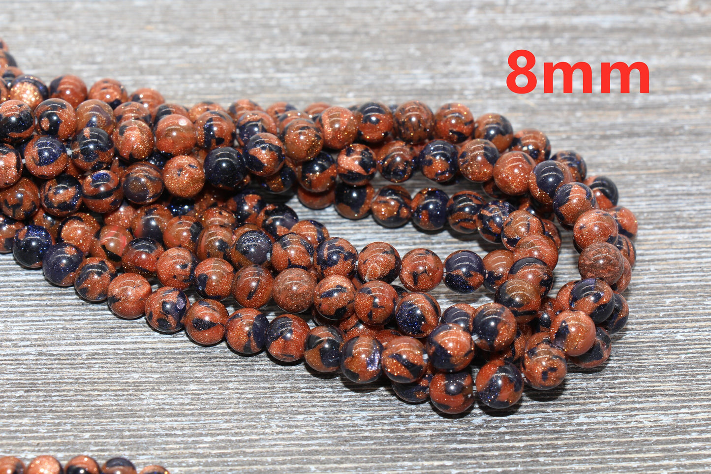 Blue Gold Sandstone Beads, Multi Goldstone Beads, Smooth Gemstones Round Beads, Sizes 6mm 8mm 10mm,12mm, Full Strand 15.5" #47