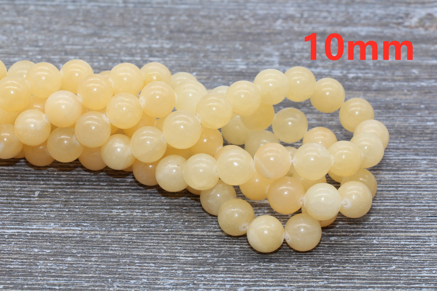 Pastel Yellow Jade Beads, Smooth Gemstone Round Loose Beads, Sizes 6mm 8mm 10mm, Full Strand 15.5" #51