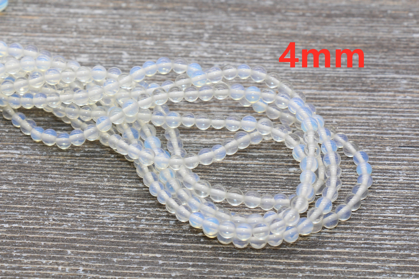 Opalite Beads, Clear Beads, Opal Gemstone Round Loose Beads, Transparent Round Beads, Sizes 4mm 6mm 8mm 10mm, Full Strand 15.5" #52