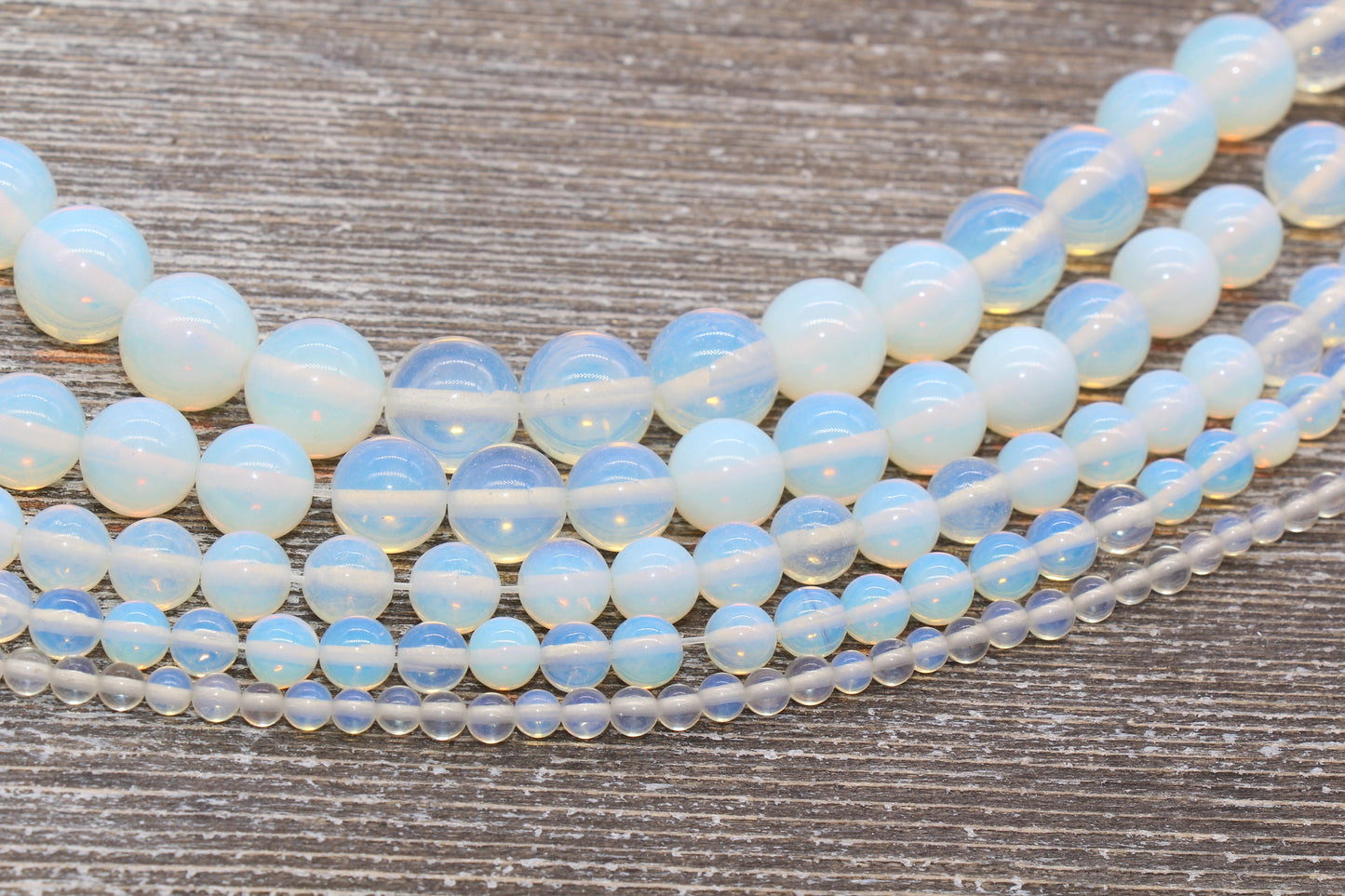 Opalite Beads, Clear Beads, Opal Gemstone Round Loose Beads, Transparent Round Beads, Sizes 4mm 6mm 8mm 10mm, Full Strand 15.5" #52