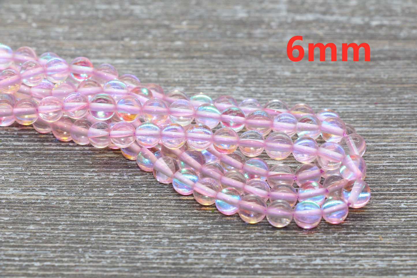 Pink Mystic Aura Quartz Beads, Holographic Gemstone Round Loose Beads, Iridescent Beads, Sizes 6mm 8mm 10mm 12mm, Full Strand #56