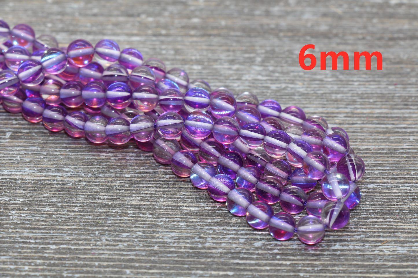 Purple Mystic Aura Quartz Beads, Holographic Gemstone Smooth Round Loose Beads, Iridescent Beads, Sizes 6mm 8mm 10mm 12mm, Full Strand #59