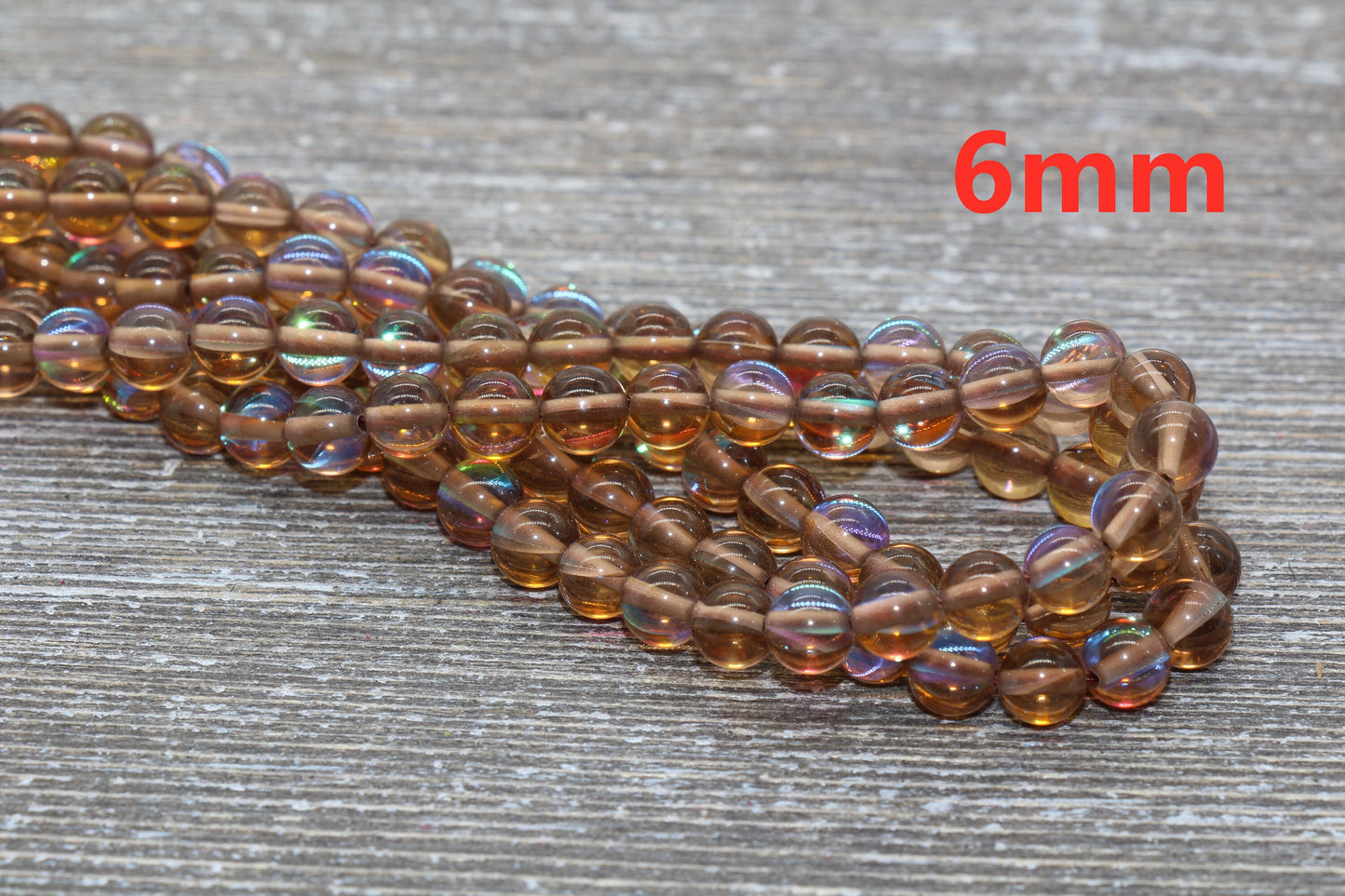 Brown Mystic Aura Quartz Beads, Holographic Gemstone Smooth Round Loose Beads, Iridescent Beads, Sizes 6mm 8mm 10mm 12mm, Full Strand #60