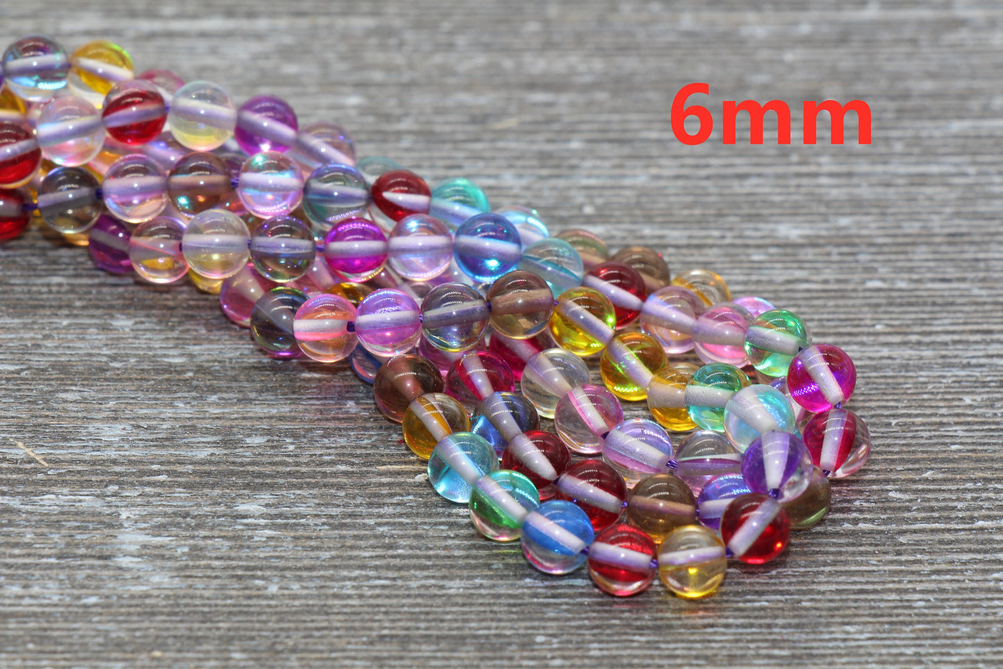 Multicolored Mystic Aura Quartz Beads, Holographic Gemstone Smooth Round Loose Beads, Iridescent Beads, Sizes 6mm 8mm 10mm 12mm, #115