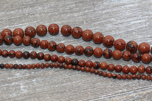 Mahogany ObsidianBeads, Natural Gemstone Round Beads, Sizes 4mm 6mm 8mm 10mm, Full Strand 15.5 inch, #123
