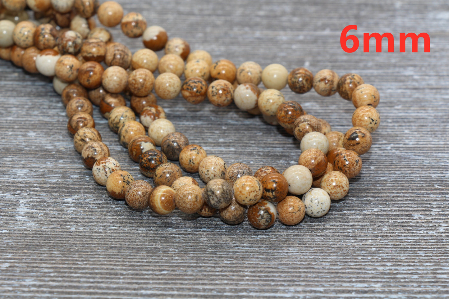 Picture Jasper Beads, Smooth Gemstones Round Loose Beads, Jewelry Making Bracelet Beads, Size 4mm 6mm 8mm 10mm,12mm, 15.5'' Strand, #127