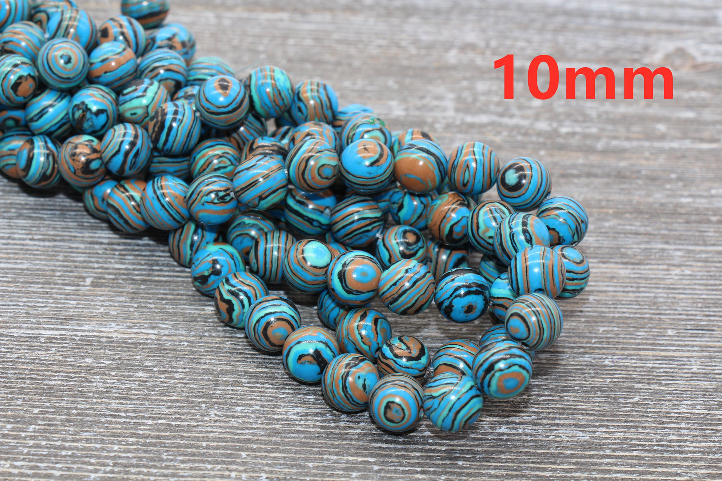 Peacock Stone Beads, Malachite Synthetic Beads, Smooth Gemstone Round Beads, Blue Brown and Black Beads, Sizes 6mm 8mm 10mm 12mm #98